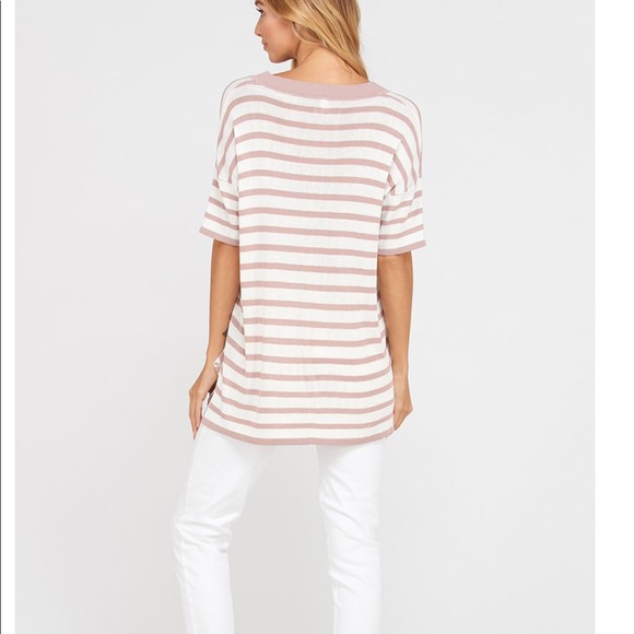 SOLD OUT🆕Mauve striped v-neck pullover - Picture 2 of 6